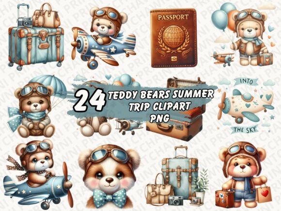 Download Teddy Bears Summer Clipart PNG Bundle - Premium Resources